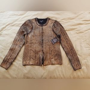 Boston Proper NWT gold and black knit jacket cardigan size xs